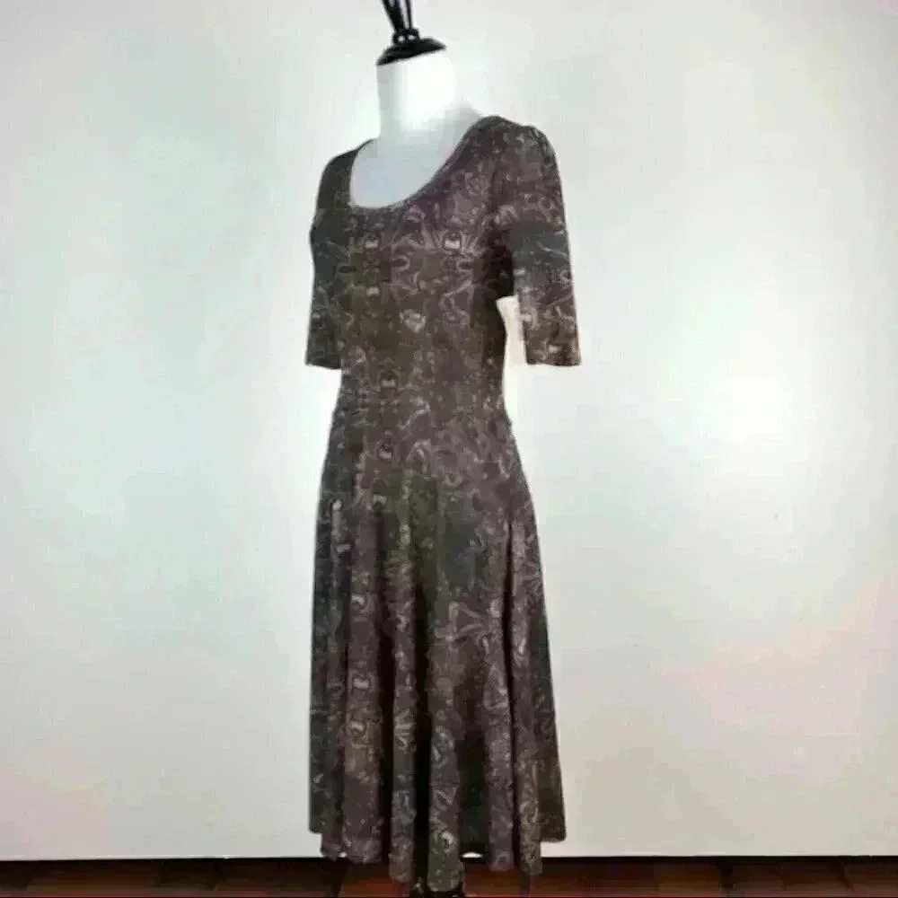Lularoe Womens Nicole dress size S brown midi - Picture 6 of 13